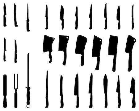 Silhouettes of kitchen knives and cleavers, vector Photographie de stock - Aubaine LD & Abonnement, Code: 400-08189455