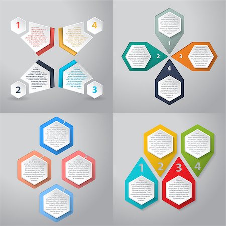 simsearch:400-08707424,k - Abstract infographics background design with 4 option hexagon elements Stock Photo - Budget Royalty-Free & Subscription, Code: 400-08189516