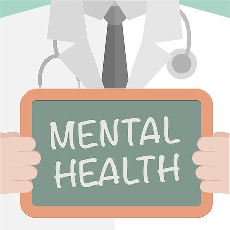 simsearch:400-05228225,k - minimalistic illustration of a doctor holding a blackboard with Mental Health text, eps10 vector Stock Photo - Budget Royalty-Free & Subscription, Code: 400-08189534