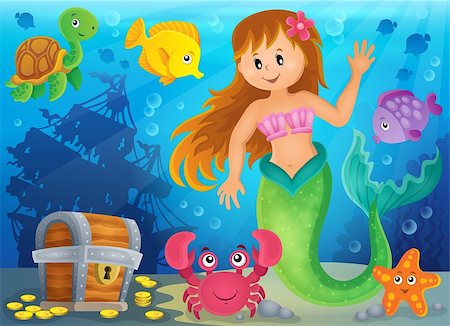 Mermaid theme image 3 - eps10 vector illustration. Stock Photo - Budget Royalty-Free & Subscription, Code: 400-08189585