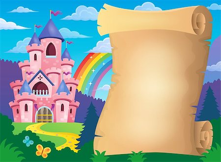 simsearch:400-04236782,k - Parchment and pink castle - eps10 vector illustration. Photographie de stock - Aubaine LD & Abonnement, Code: 400-08189594