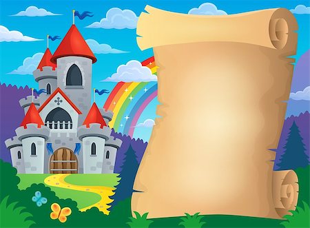 simsearch:400-04236782,k - Parchment and fairy tale castle - eps10 vector illustration. Photographie de stock - Aubaine LD & Abonnement, Code: 400-08189593