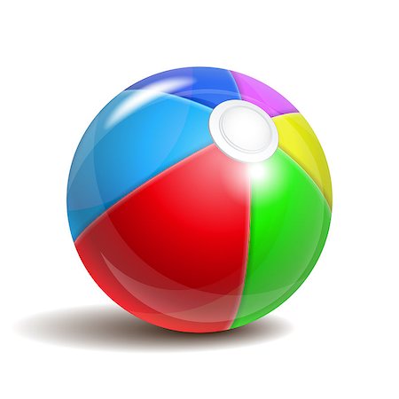 Colorful beach ball isolated on a white background. Symbol of summer fun at the pool or seaside. Stock Photo - Budget Royalty-Free & Subscription, Code: 400-08189665