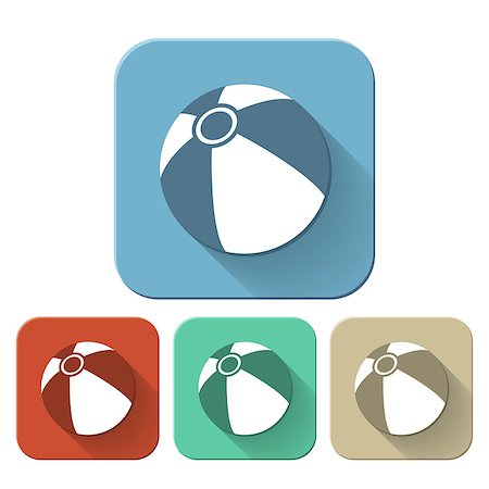 Set of Beach ball flat Icon. Vector illustration Stock Photo - Budget Royalty-Free & Subscription, Code: 400-08189668