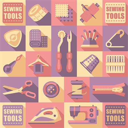 Sewing tailoring and needlework decorative icons set isolated vector illustration Stock Photo - Budget Royalty-Free & Subscription, Code: 400-08189825