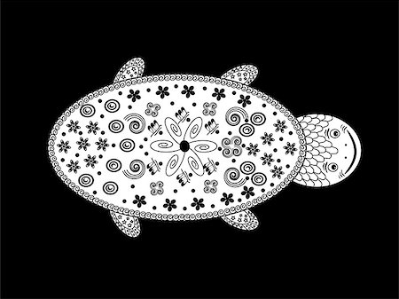 simsearch:400-07325692,k - graphic black white turtle ethno style. Water cute mammal ancient water Foto de stock - Super Valor sin royalties y Suscripción, Código: 400-08189853