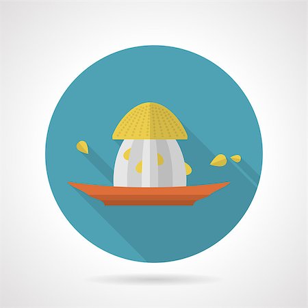 squeezer - Round blue flat color design vector icon for plastic juicer for citrus with half lemon on gray background with long shadows Stock Photo - Budget Royalty-Free & Subscription, Code: 400-08189903