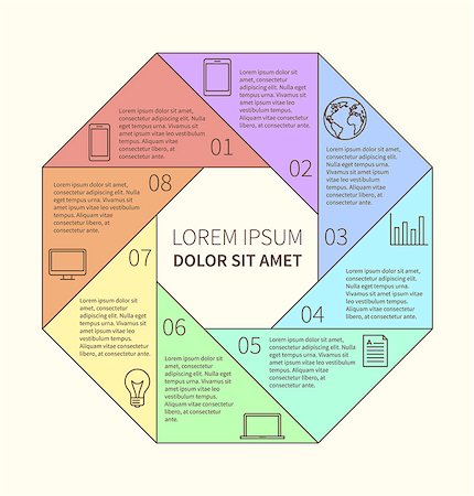 simsearch:400-08707424,k - Polygonal flat infographic diagram template for presentation with 8 options. Vector illustration Stock Photo - Budget Royalty-Free & Subscription, Code: 400-08189953