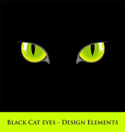 simsearch:400-04399380,k - Design elements of black cat with green eyes Stockbilder - Microstock & Abonnement, Bildnummer: 400-08194327