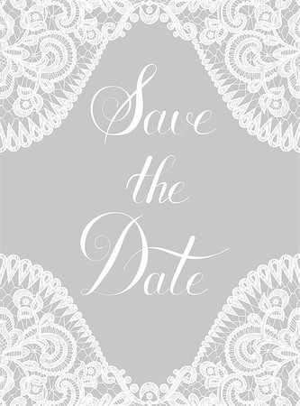 simsearch:400-08199764,k - Save the Date card with lace border on gray background Stock Photo - Budget Royalty-Free & Subscription, Code: 400-08194369