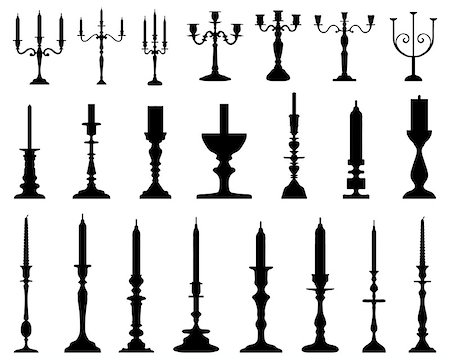 simsearch:400-04362491,k - Black silhouettes of candlesticks, vector Stockbilder - Microstock & Abonnement, Bildnummer: 400-08194408