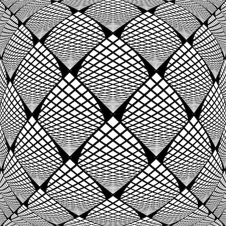 simsearch:400-07836085,k - Design warped monochrome checked geometric pattern. Abstract grid textured background. Vector art Foto de stock - Super Valor sin royalties y Suscripción, Código: 400-08194469