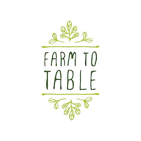 simsearch:400-08793659,k - Hand-sketched typographic element. Farm to table  - product label on white background. Suitable for ads, signboards, packaging and identity and web designs. Stock Photo - Budget Royalty-Free & Subscription, Code: 400-08194475
