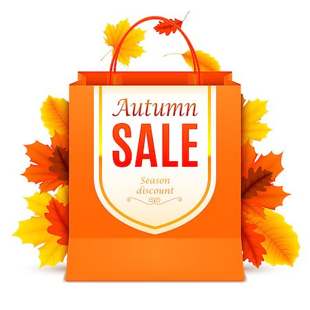 simsearch:400-04906513,k - Shopping bag with autumn sale announcement on white background Photographie de stock - Aubaine LD & Abonnement, Code: 400-08194535