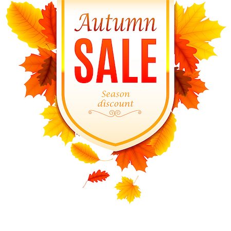 Autumn sale banner decorated with color leaves Foto de stock - Royalty-Free Super Valor e Assinatura, Número: 400-08194532