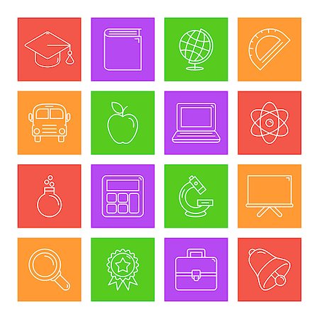 simsearch:400-08155384,k - Set of 16 thin line education icons Stock Photo - Budget Royalty-Free & Subscription, Code: 400-08194540