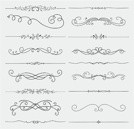 simsearch:400-08755813,k - Set of Black Hand Drawn Rustic Doodle Design Elements. Decorative Floral Swirls, Scrolls, Text Frames, Dividers. Vintage Vector Illustration. Stock Photo - Budget Royalty-Free & Subscription, Code: 400-08194707