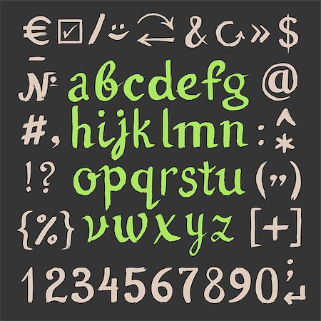 simsearch:400-08793078,k - Hand drawn letters and numbers. Vector alphabet. Letters of the alphabet written with a watercolor brush Stockbilder - Microstock & Abonnement, Bildnummer: 400-08194775