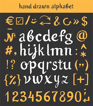 extezy (artist) - Hand drawn letters and numbers. Vector alphabet of the written with a watercolor brush Fotografie stock - Microstock e Abbonamento, Codice: 400-08194773