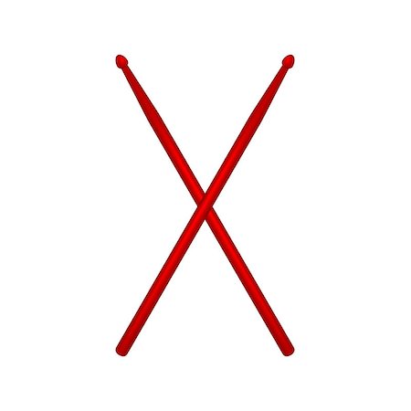 simsearch:400-06133570,k - Crossed pair of red wooden drumsticks on white background Stock Photo - Budget Royalty-Free & Subscription, Code: 400-08194787