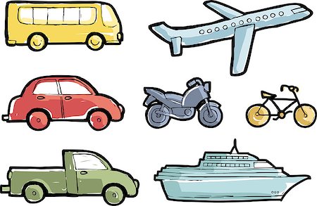 Colourful transport icons sketch style. Vector illustration Stock Photo - Budget Royalty-Free & Subscription, Code: 400-08194854