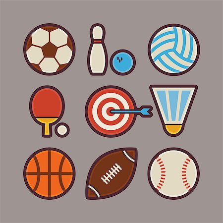 Vector Sport Items Modern Flat Icons Set. Sports and Activities App Web Elements Collection. Team Games. Colorful Elements for Mobile Game and Web Application Stock Photo - Budget Royalty-Free & Subscription, Code: 400-08194865