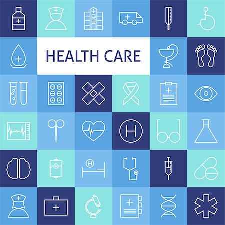 pictogram lines - Vector Flat Line Art Modern Healthcare and Medicine Icons Set. Medical and Health Care Icons Set over Colorful Tile. Vector Set of 36 Healthy Lifestyle Modern Line Icons for Web and Mobile Stock Photo - Budget Royalty-Free & Subscription, Code: 400-08194867