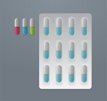 Vector set of colorful pills and blister pack, eps10 Stock Photo - Budget Royalty-Free & Subscription, Code: 400-08194914