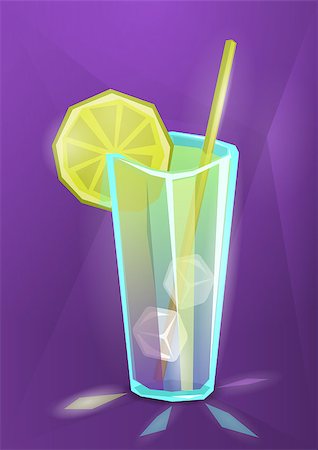 Vector illustration of summer cocktail, lemonade or juice on purple background, eps10 Stock Photo - Budget Royalty-Free & Subscription, Code: 400-08194912