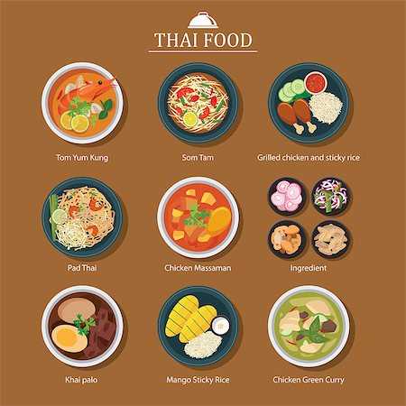 set of thai food Foto de stock - Super Valor sin royalties y Suscripción, Código: 400-08194938