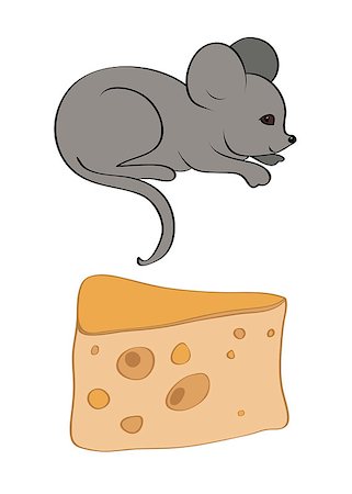 parmesan cheese pieces isolated - Field mouse, wheat ear and pieces of cheese. Vector Stock Photo - Budget Royalty-Free & Subscription, Code: 400-08194959