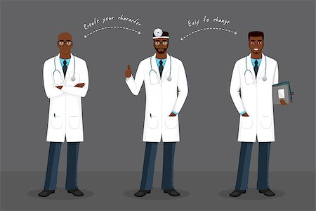 stethoscopes art - Vector illustration of Man doctor in various poses Stock Photo - Budget Royalty-Free & Subscription, Code: 400-08195091