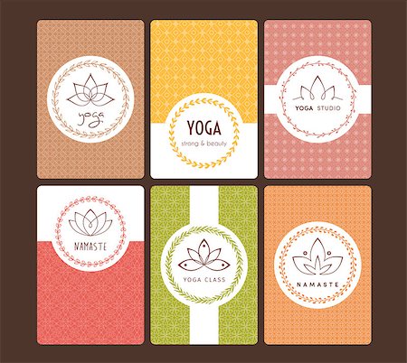 Vector illustration of Set of logos and patterns for a yoga studio Stock Photo - Budget Royalty-Free & Subscription, Code: 400-08195110