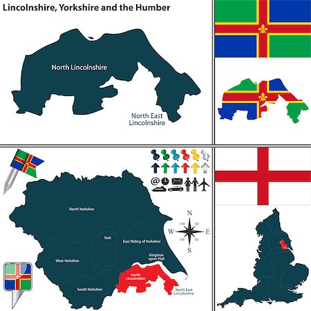 simsearch:400-08198216,k - Vector map of Lincolnshire in Yorkshire and the Humber, United Kingdom with regions and flags Stock Photo - Budget Royalty-Free & Subscription, Code: 400-08195242