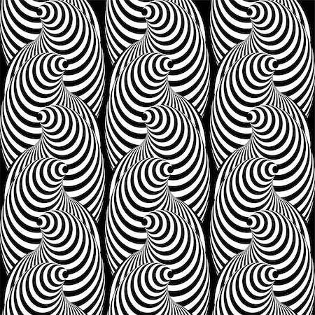 Design seamless monochrome cone illusion background. Abstract striped distortion pattern. Vector-art illustration Stock Photo - Budget Royalty-Free & Subscription, Code: 400-08195322