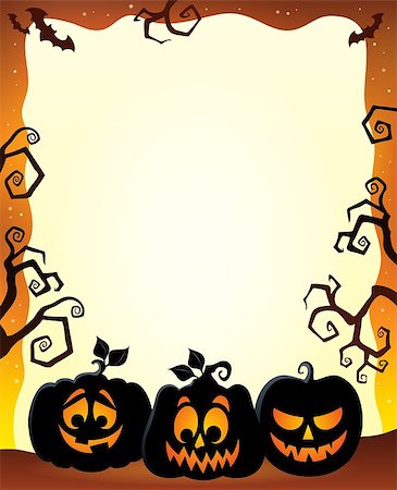 simsearch:400-05686867,k - Frame with Halloween pumpkin silhouettes - eps10 vector illustration. Stock Photo - Budget Royalty-Free & Subscription, Code: 400-08195443