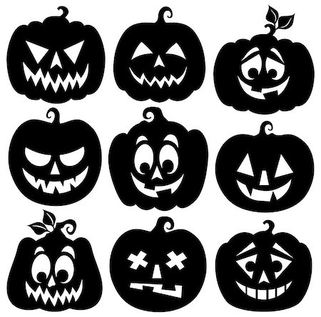simsearch:400-04236863,k - Pumpkin silhouettes theme set 1 - eps10 vector illustration. Stock Photo - Budget Royalty-Free & Subscription, Code: 400-08195477