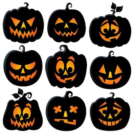 simsearch:400-04236863,k - Pumpkin silhouettes theme set 2 - eps10 vector illustration. Stock Photo - Budget Royalty-Free & Subscription, Code: 400-08195478
