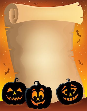 simsearch:400-04236863,k - Parchment with pumpkin silhouettes 2 - eps10 vector illustration. Stock Photo - Budget Royalty-Free & Subscription, Code: 400-08195470