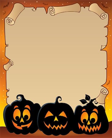 simsearch:400-04236863,k - Parchment with pumpkin silhouettes 3 - eps10 vector illustration. Stock Photo - Budget Royalty-Free & Subscription, Code: 400-08195471