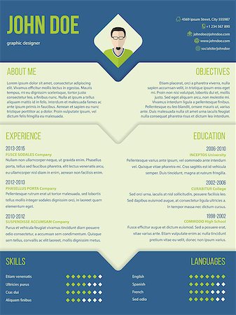 simsearch:400-08613337,k - Modern curriculum cv resume template design in blue and green color combo Stock Photo - Budget Royalty-Free & Subscription, Code: 400-08195523