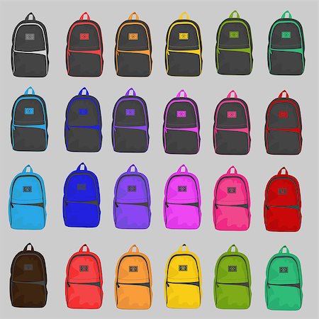 fashion illustration pockets - Set of four casual and style backpack Stock Photo - Budget Royalty-Free & Subscription, Code: 400-08195534