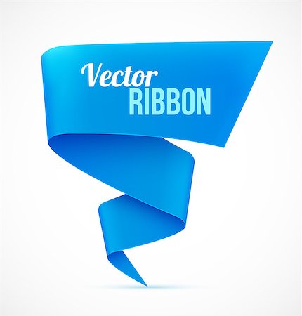Blue ribbon banner design element on white background. Vector illustration Stock Photo - Budget Royalty-Free & Subscription, Code: 400-08195615