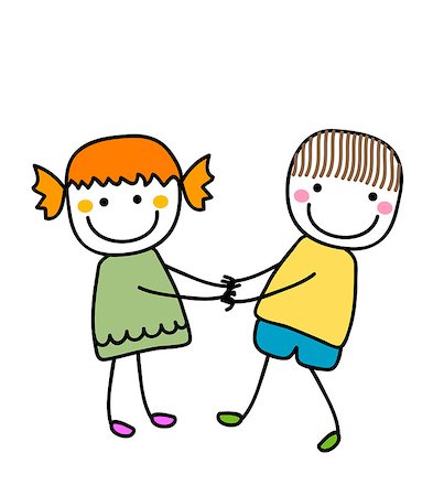girl and boy holding their hands Stock Photo - Budget Royalty-Free & Subscription, Code: 400-08195655