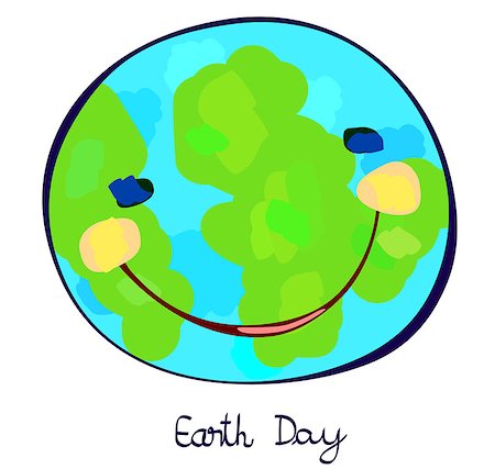 earth day, earth planet celebration day, childlike painting Stock Photo - Budget Royalty-Free & Subscription, Code: 400-08195651