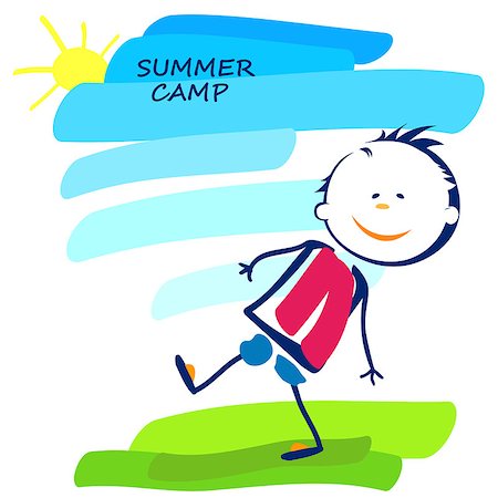 education camp - summer camp poster with happy little boy Stock Photo - Budget Royalty-Free & Subscription, Code: 400-08195660