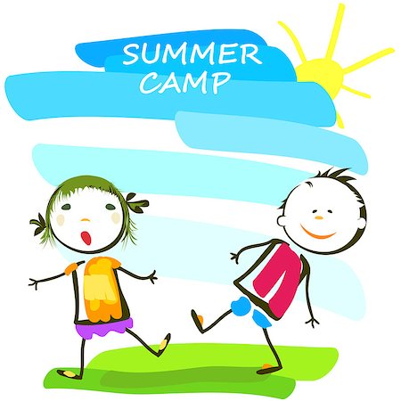 education camp - summer camp poster with happy kids Stock Photo - Budget Royalty-Free & Subscription, Code: 400-08195661