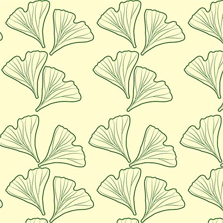 sokolenko (artist) - Ginkgo biloba pattern seamless.  Silhouette of ginkgo leaves Stock Photo - Budget Royalty-Free & Subscription, Code: 400-08195800