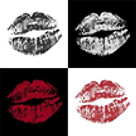 simsearch:400-08165681,k - a set of four halftone lips with different colors. vector illustration Photographie de stock - Aubaine LD & Abonnement, Code: 400-08195894