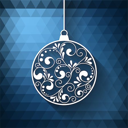 round ornament hanging of a tree - Ornamental Christmas ball with paper swirls, vector background Stock Photo - Budget Royalty-Free & Subscription, Code: 400-08195927